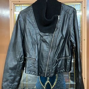 EUC XL faux leather zipper coat